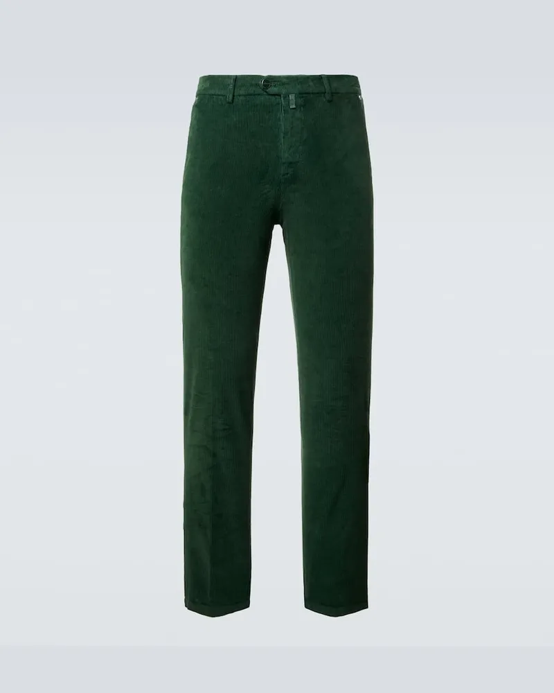 Kiton Schmale Hose aus Cord Grün