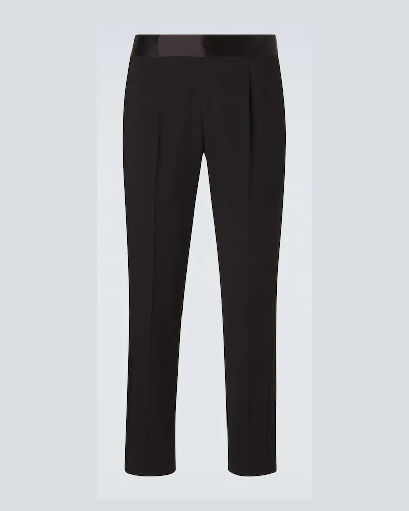 Giorgio Armani Hose im Smoking-Stil aus Schurwolle Schwarz