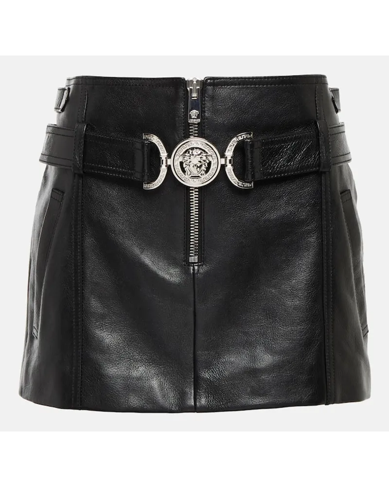 Versace Verzierter Minirock Medusa aus Leder Schwarz