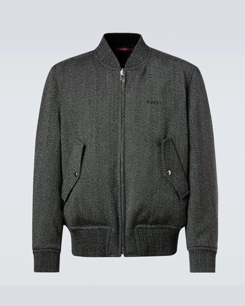 Gucci Bomberjacke aus Wolle Schwarz
