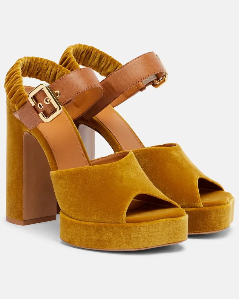 Chloé Chloé Plateausandalen Aria 95 aus Samt Gold