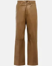 Ralph Lauren High-Rise-Hose aus Leder Beige