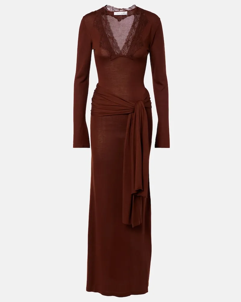 Aya Muse Maxikleid mit Spitze Braun