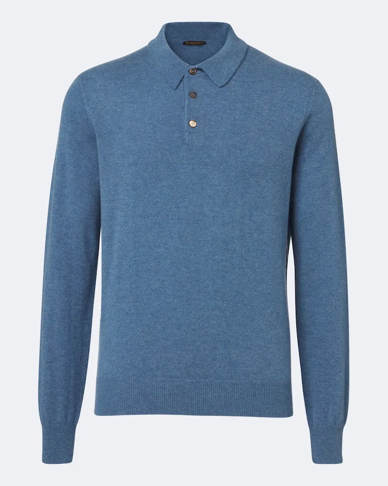 Rubinacci Polo-Pullover aus Cashmere Blau