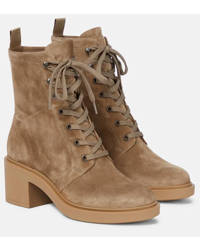 Gianvito Rossi Schnuerstiefel Foster aus Veloursleder Braun