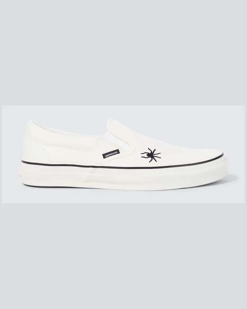 Undercover Bestickte Slip-Ons aus Baumwoll-Canvas Weiß
