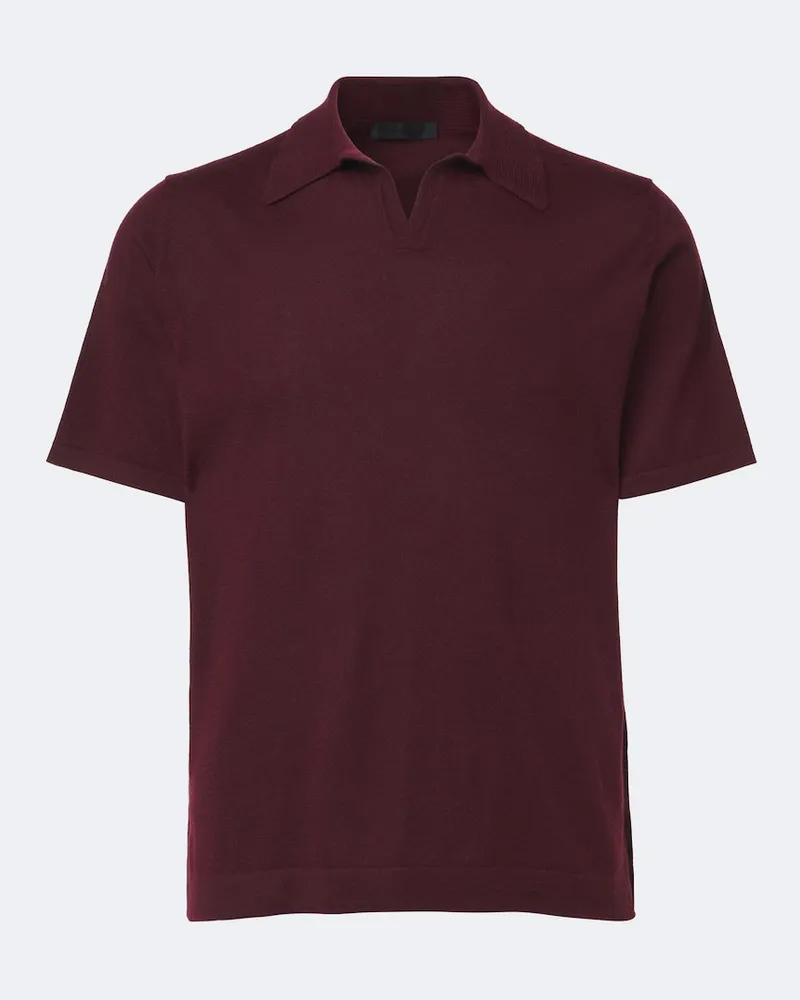 SAMAN AMEL Poloshirt David aus Kaschmir und Seide Burgunderrot