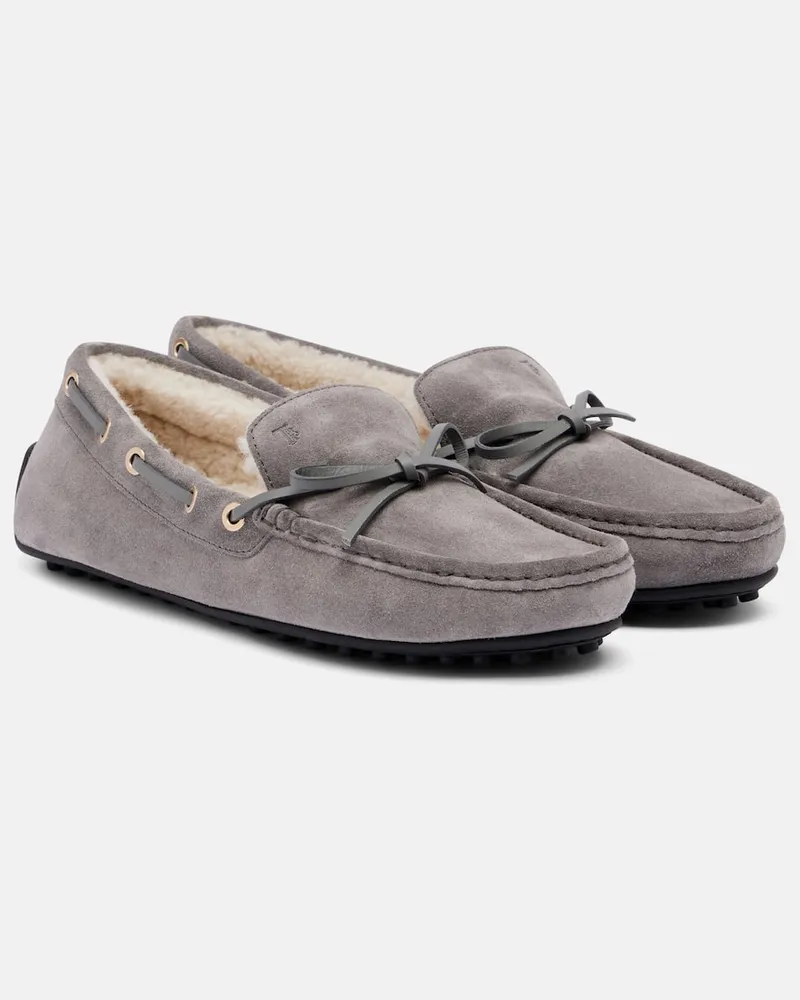 TOD'S Segelschuhe Gommino aus Veloursleder Grau