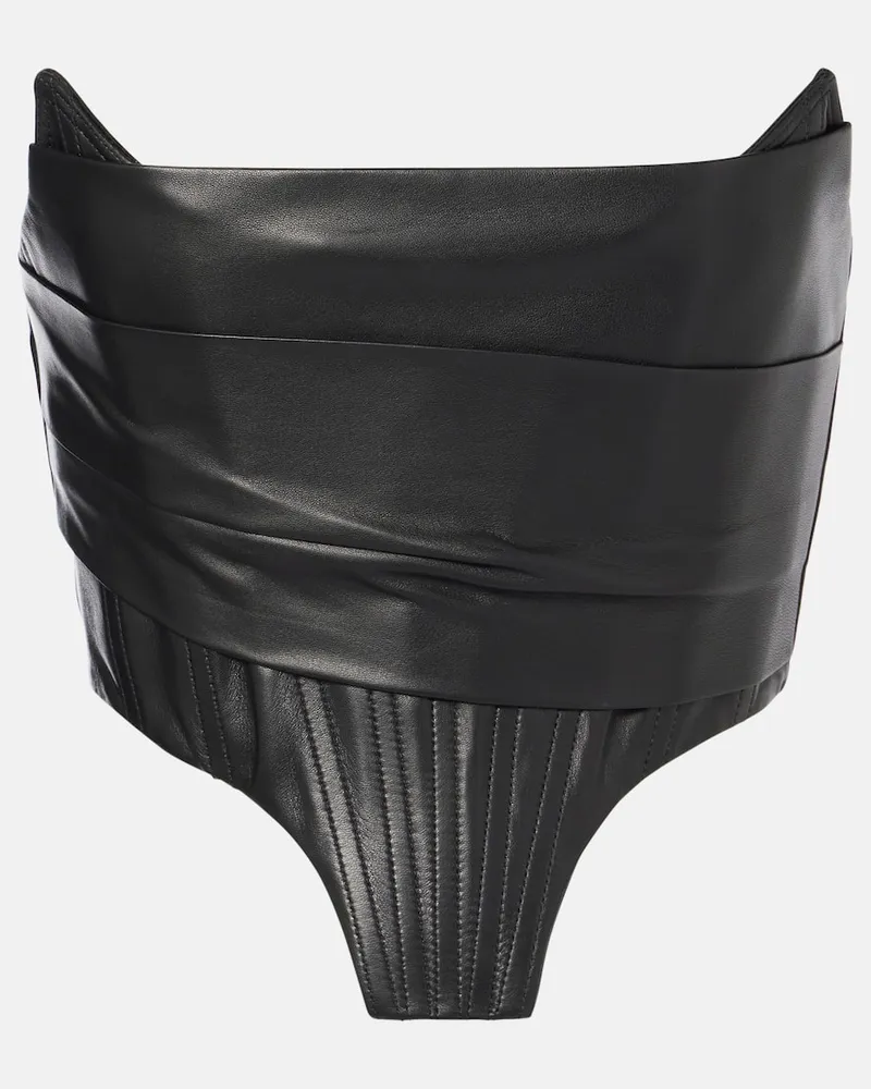 Alex Perry Top aus Leder Schwarz