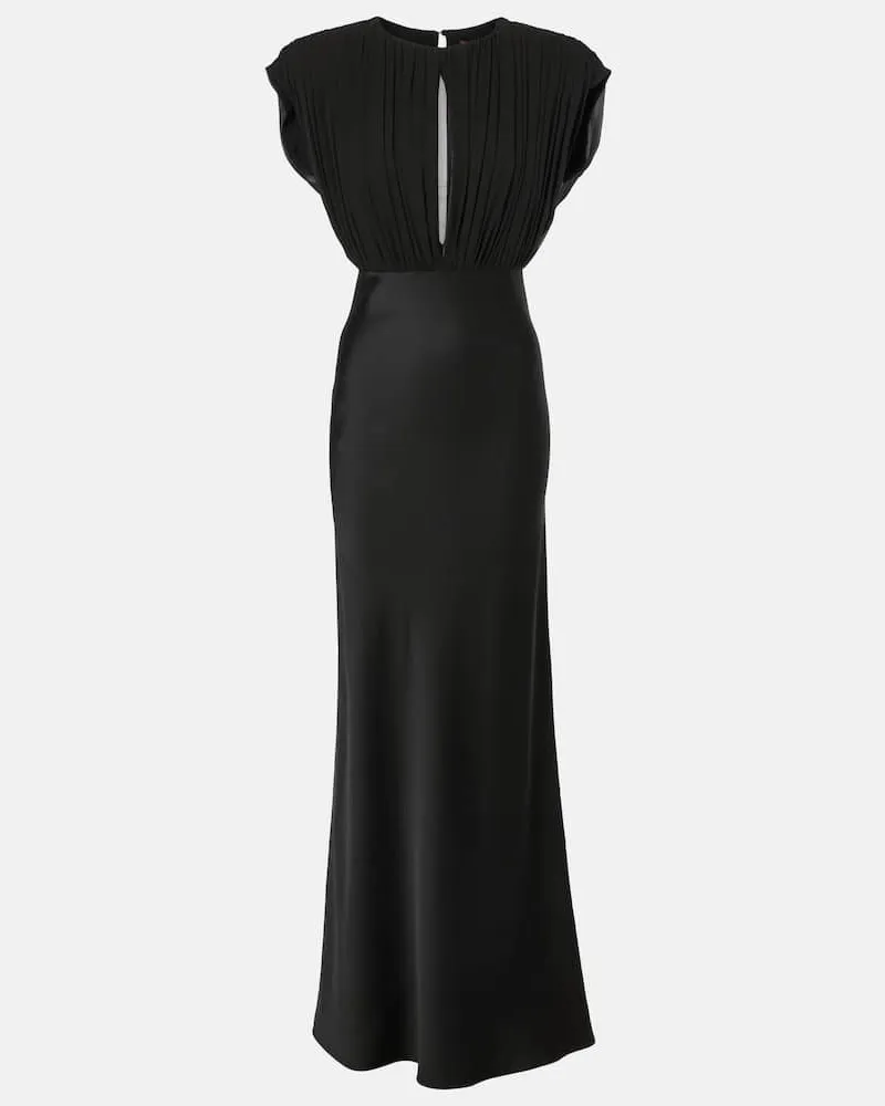 Max Mara Maxikleid Randers aus Seidensatin Schwarz