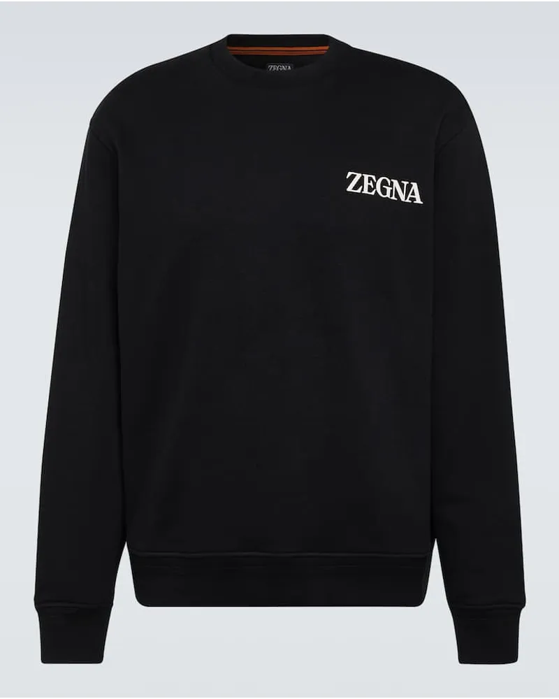 Ermenegildo Zegna Sweatshirt aus Baumwoll-Jersey Schwarz