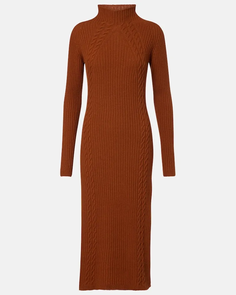 Max Mara Midikleid Zelanda aus einem Wollgemisch Braun