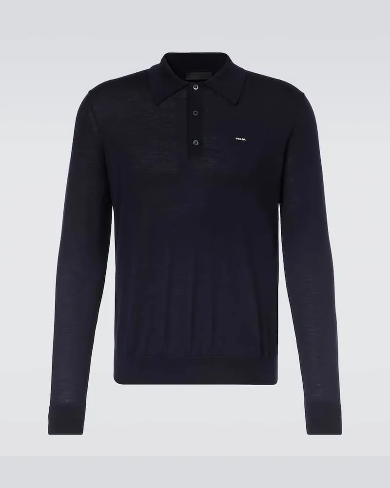 Prada Polopullover aus Schurwolle Blau