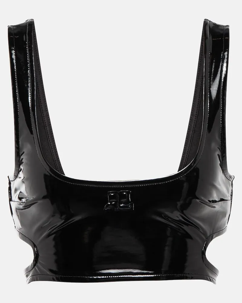 Courrèges Courrèges Cropped-Top aus Lederimitat Schwarz