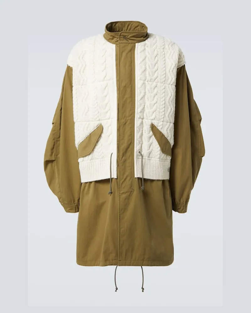 Junya Watanabe Jacke Aran aus Baumwolle mit Wolle Grün