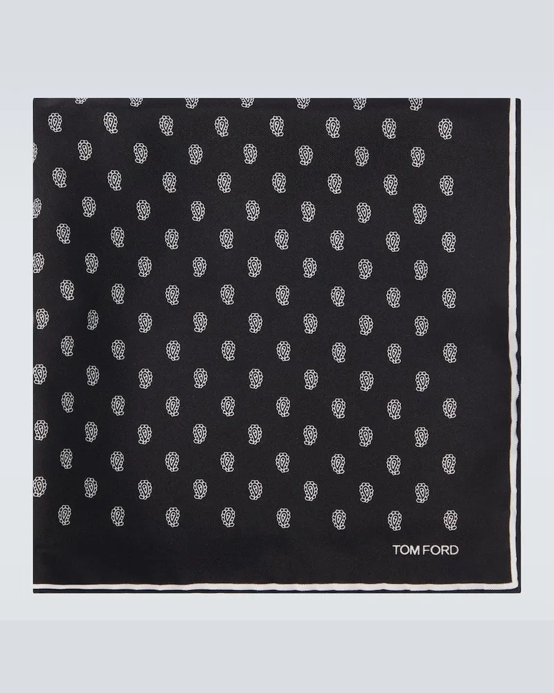 Tom Ford Bedrucktes Einstecktuch aus Seiden-Twill Schwarz