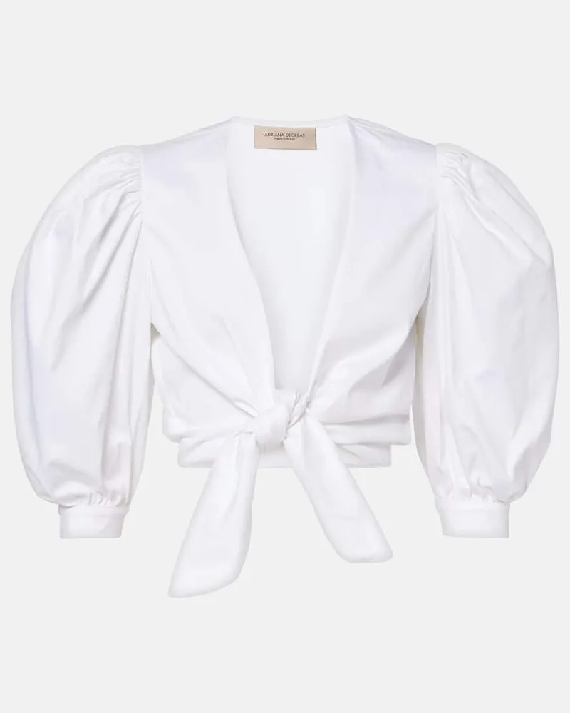 Adriana Degreas Cropped-Top aus einem Baumwollgemisch Weiß