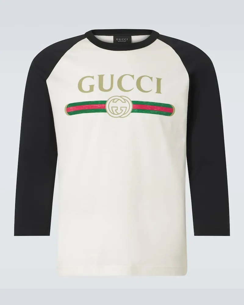 Gucci Longsleeve aus Baumwolle und Seide Weiß