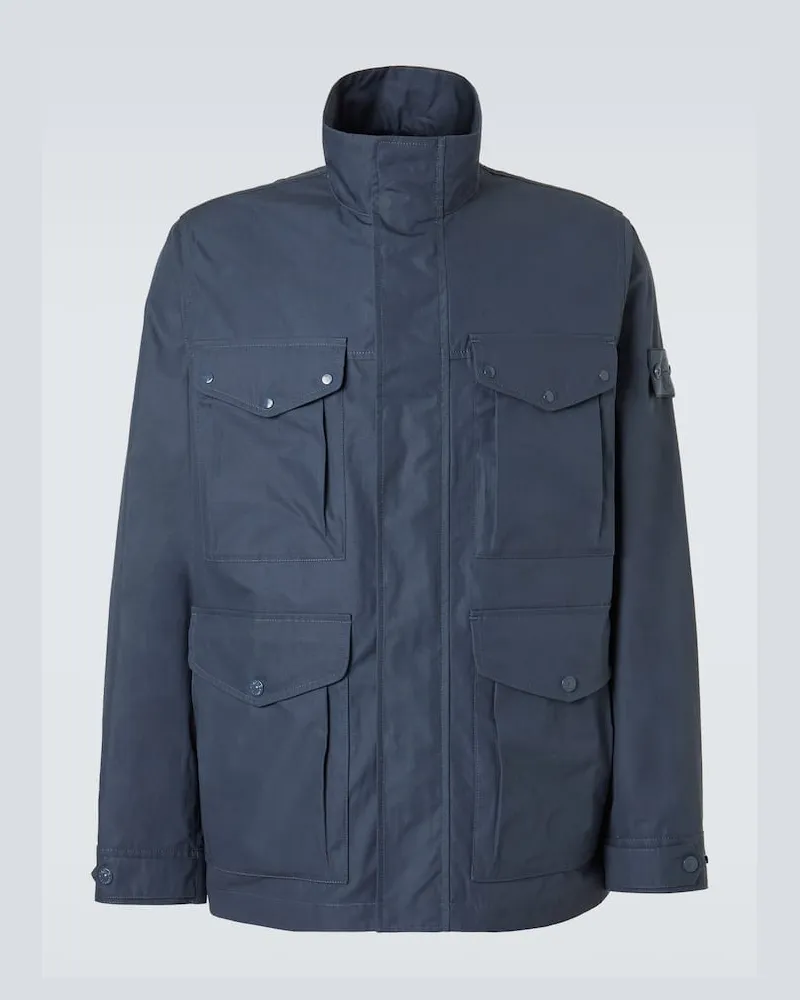Stone Island Feldjacke Compass aus Baumwoll-Canvas Blau