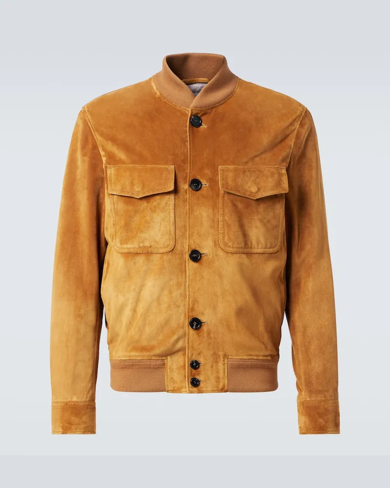 Loro Piana Bomberjacke aus Veloursleder Beige