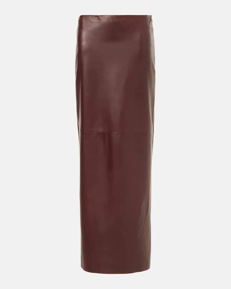 Brunello Cucinelli Maxirock aus Leder Burgunderrot