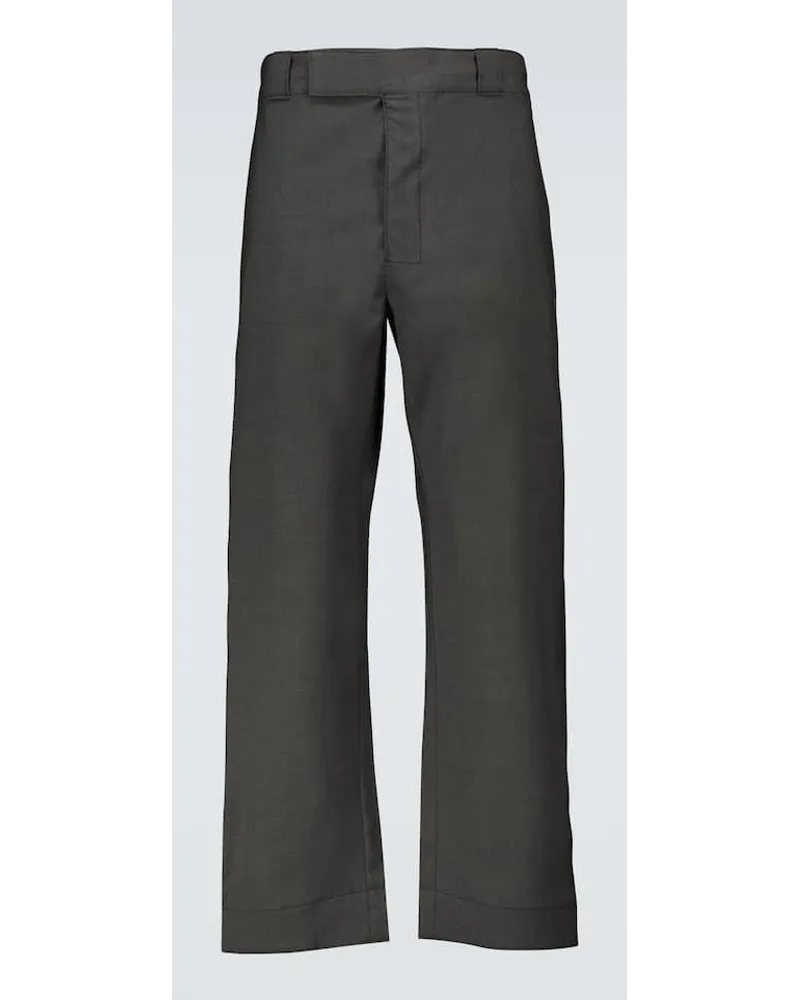Prada Weite Hose aus Schurwolle Grau
