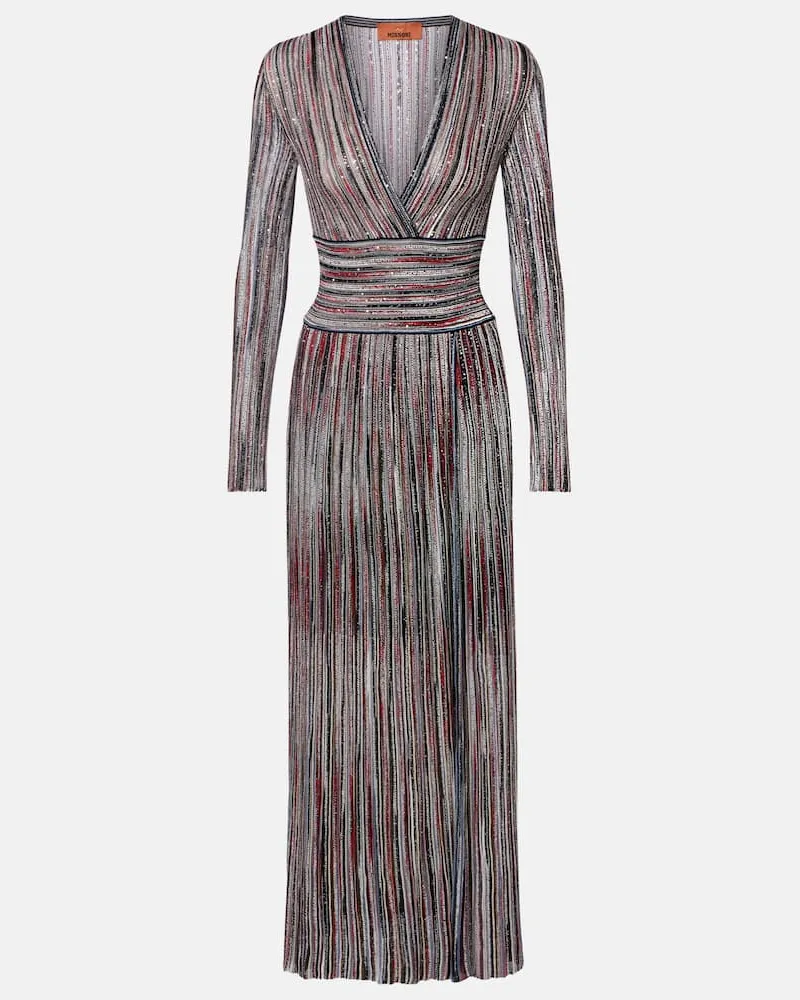 Missoni Maxikleid aus Häkelstrcik mit Pailletten Multicolor