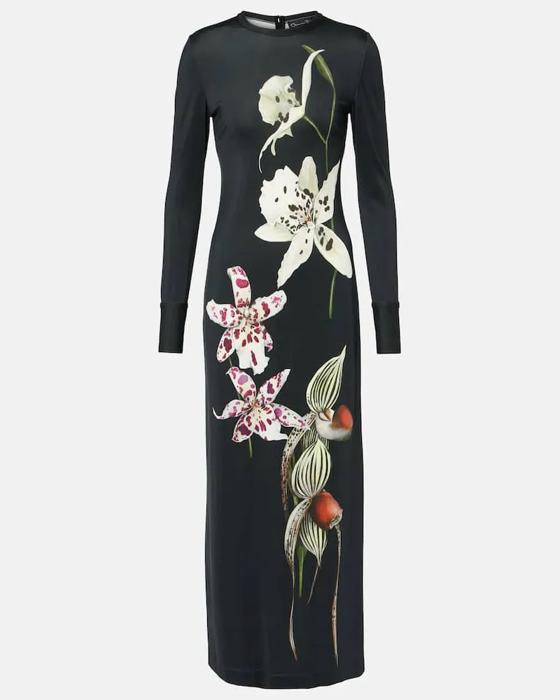 Oscar de la Renta Maxikleid aus Jersey Multicolor