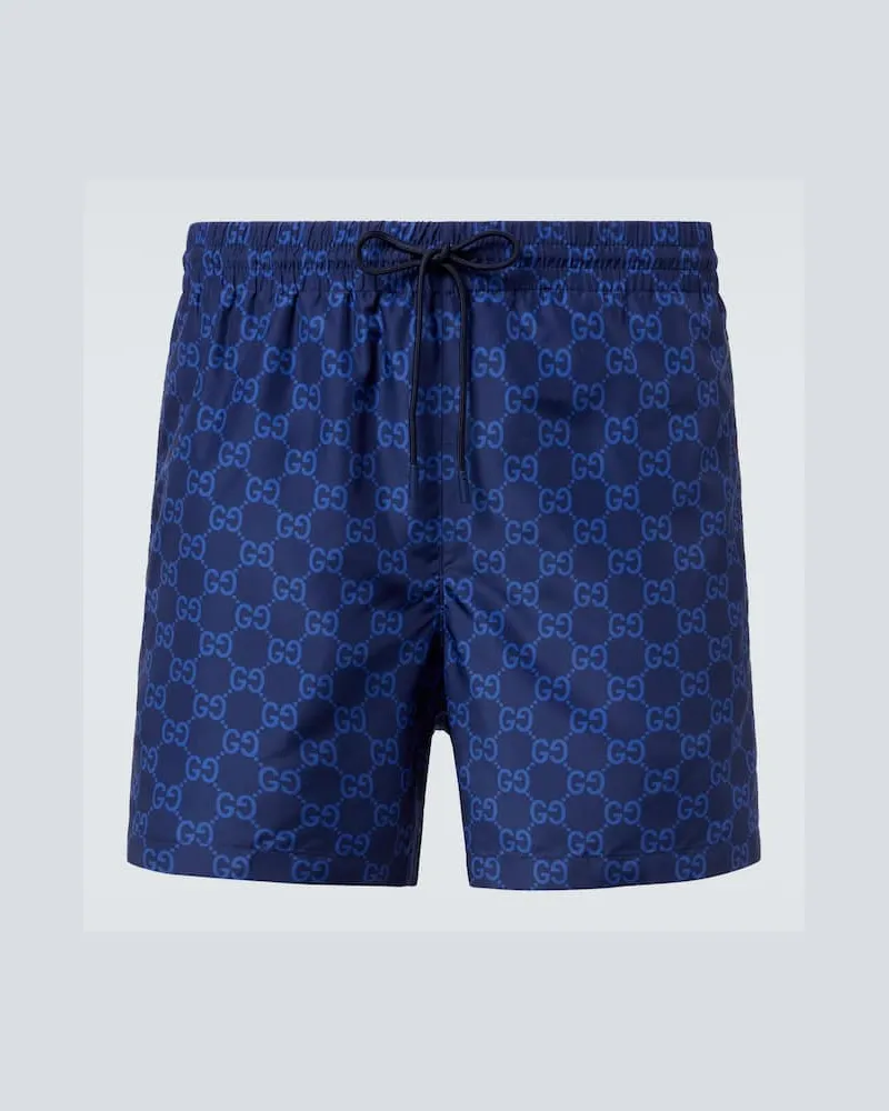 Gucci Badeshorts GG Supreme Web Stripe Blau