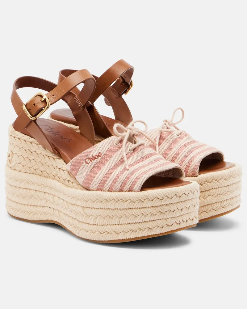 Chloé Chloé Espadrille-Sandalen aus Canvas Rosa