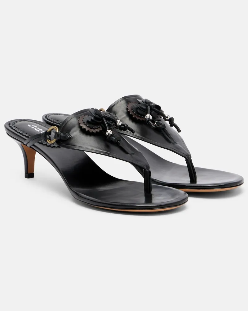 Isabel Marant Verzierte Sandalen Ekyne aus Leder Schwarz