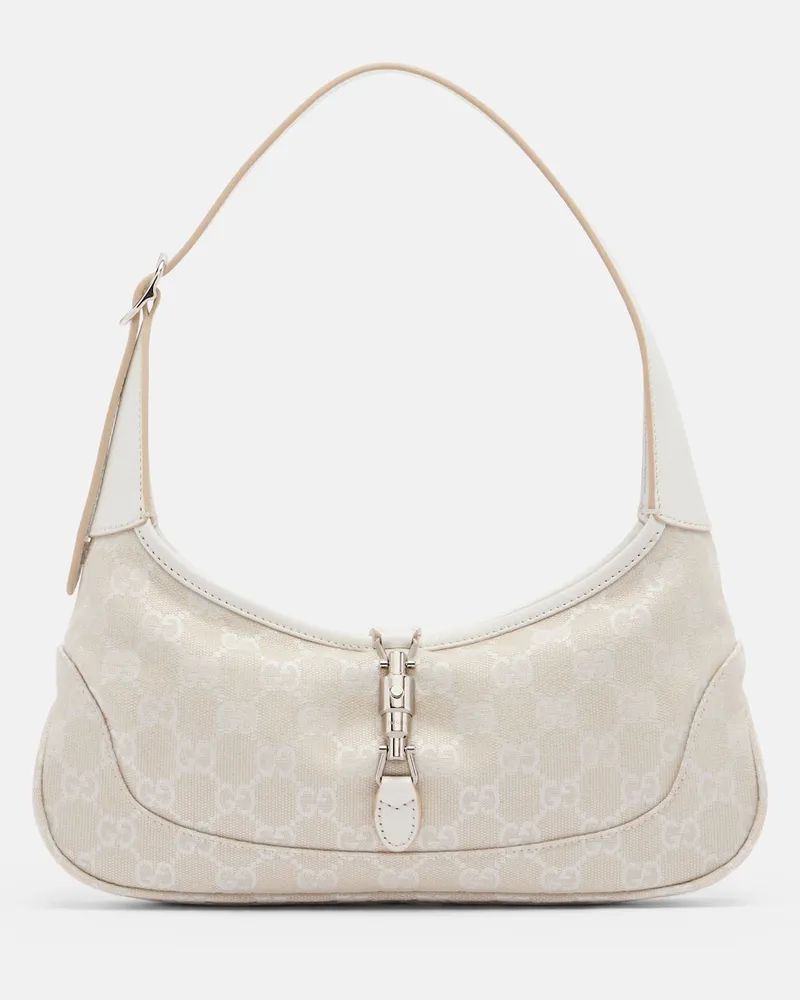 Gucci Schultertasche Jackie Slim Medium GG aus Canvas Beige