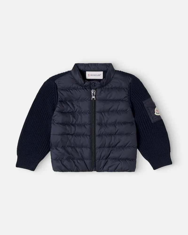 Moncler Baby Daunenjacke aus Baumwolle Blau