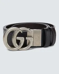 Gucci Wendbarer Guertel GG Marmont aus Leder Schwarz