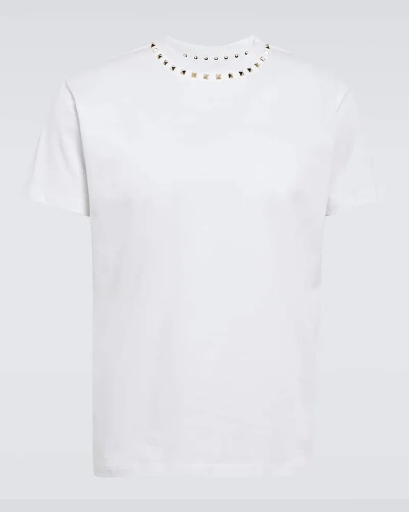 Valentino Garavani T Shirt Rockstud Aus Baumwolle Weiss