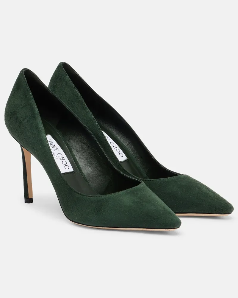 Jimmy Choo Pumps Romy 85 aus Veloursleder Grün