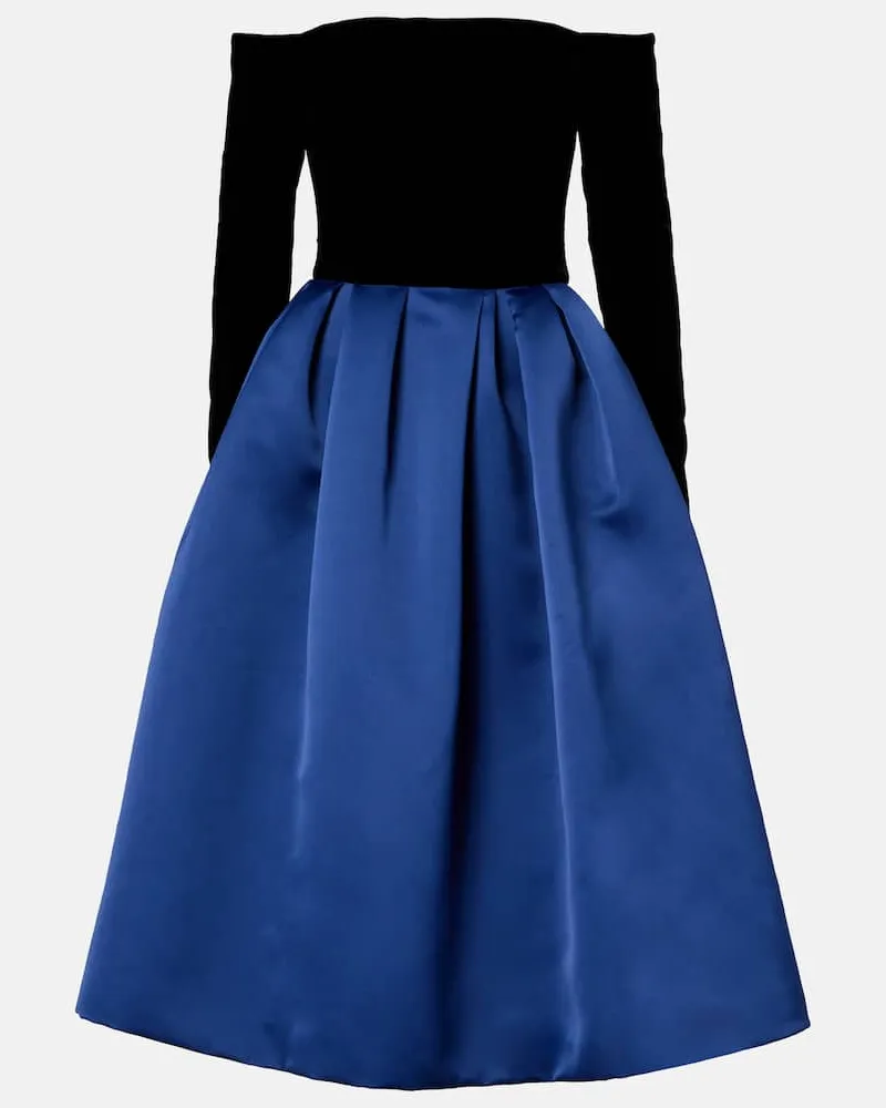 Carolina Herrera New York Off-Shoulder-Midikleid aus Crêpe und Satin Blau