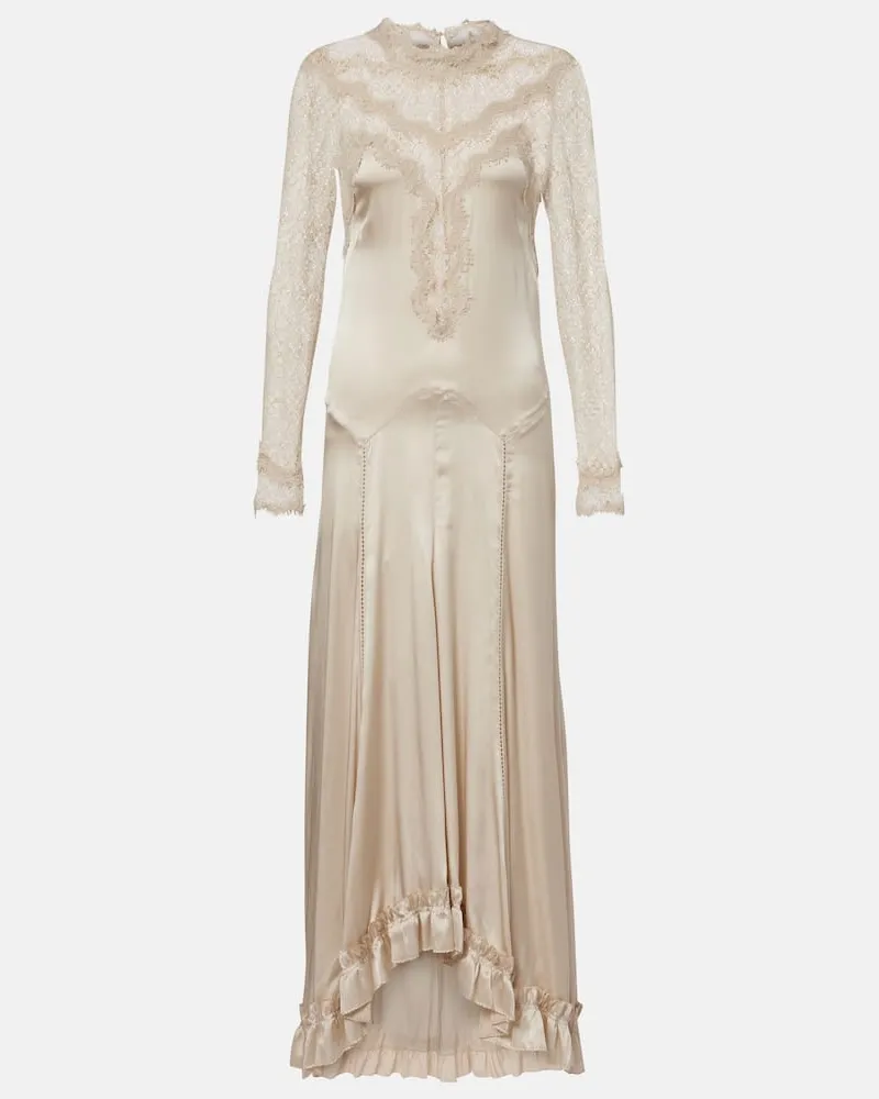 Isabel Marant Robe Dolores aus Satin aus mit Spitze Beige