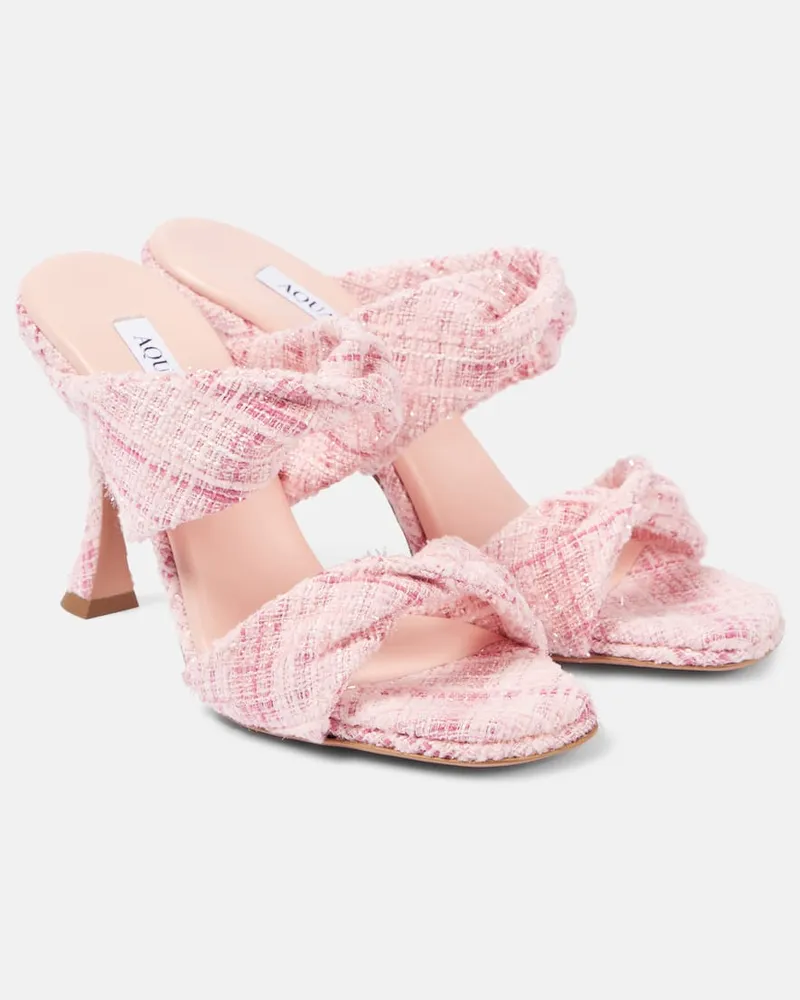 Aquazzura Pantoletten Twist 95 aus Tweed Rosa