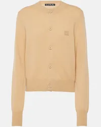 Acne Studios Cardigan Face aus Wolle Beige