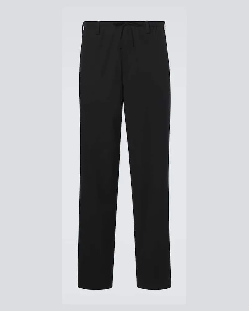 Dries van Noten Gerade Hose aus Baumwolle Schwarz