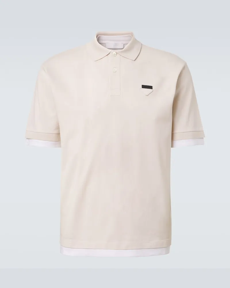Prada Polohemd aus Baumwoll-Piqué Weiß