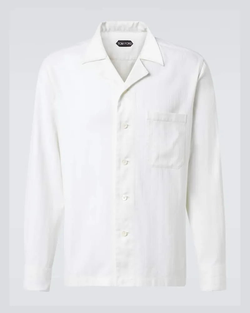 Tom Ford Hemd aus Baumwolle und Seide Weiß