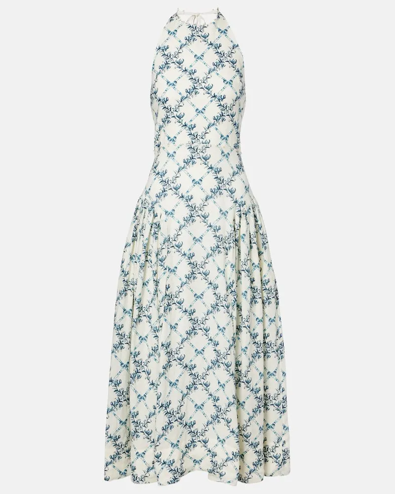 AGUA BENDITA Midikleid Balsa aus Leinen Weiß