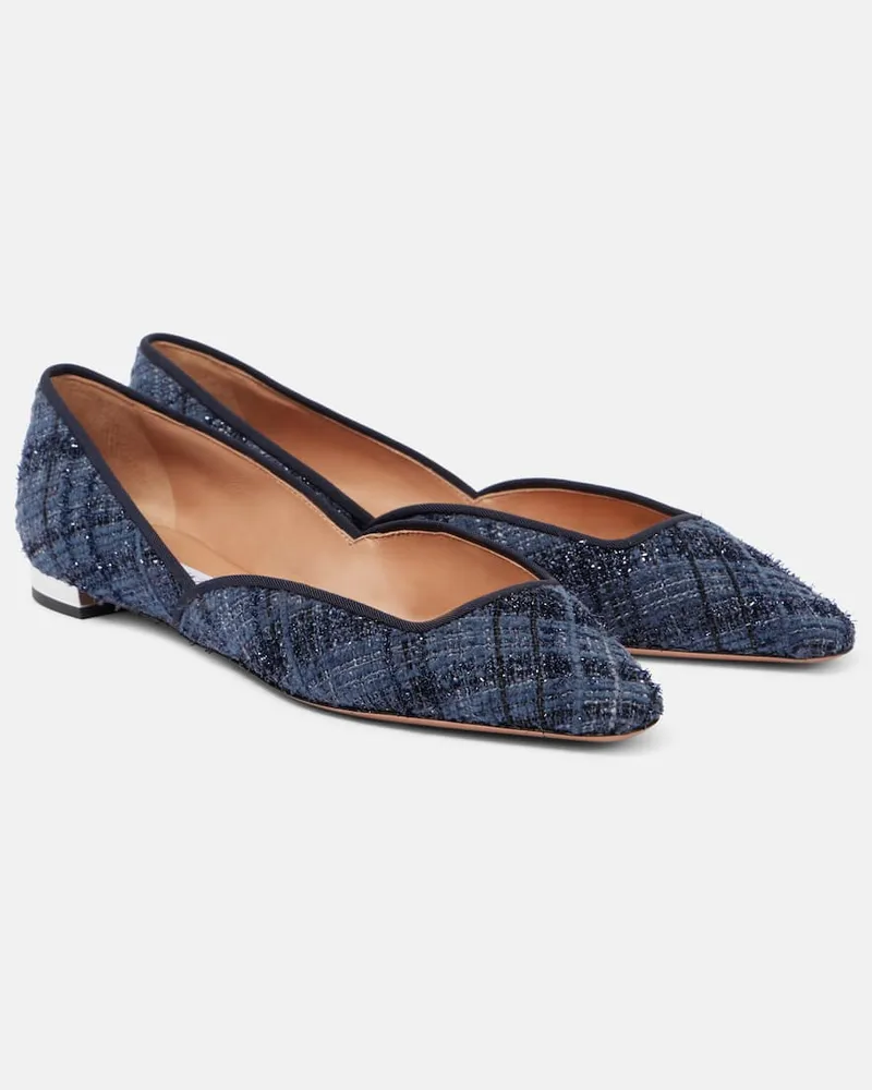 Aquazzura Ballerinas Maia aus Tweed Blau