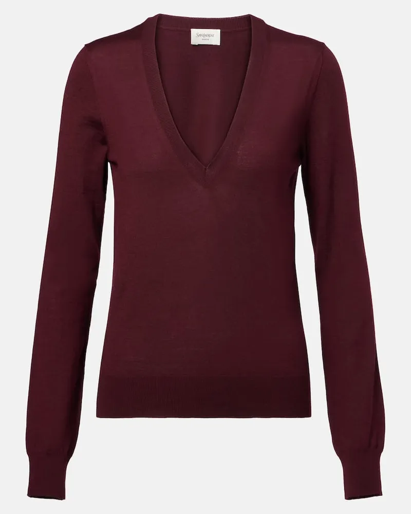 Saint Laurent Pullover aus Wolle Burgunderrot