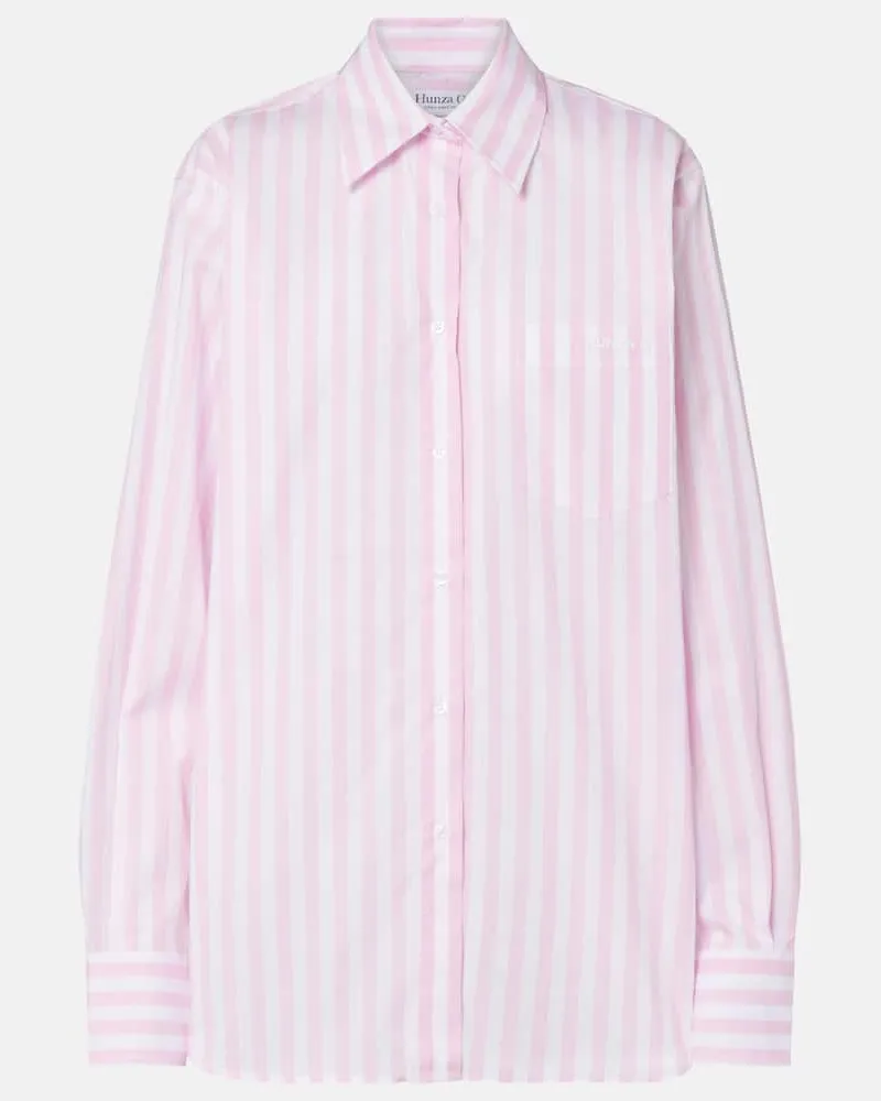 Hunza G Besticktes Hemd aus Baumwollpopeline Pink