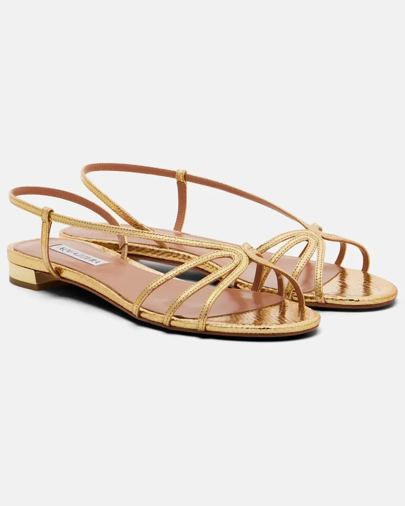 Aquazzura Sandalen Talk To Me aus Metallic-Leder Gold