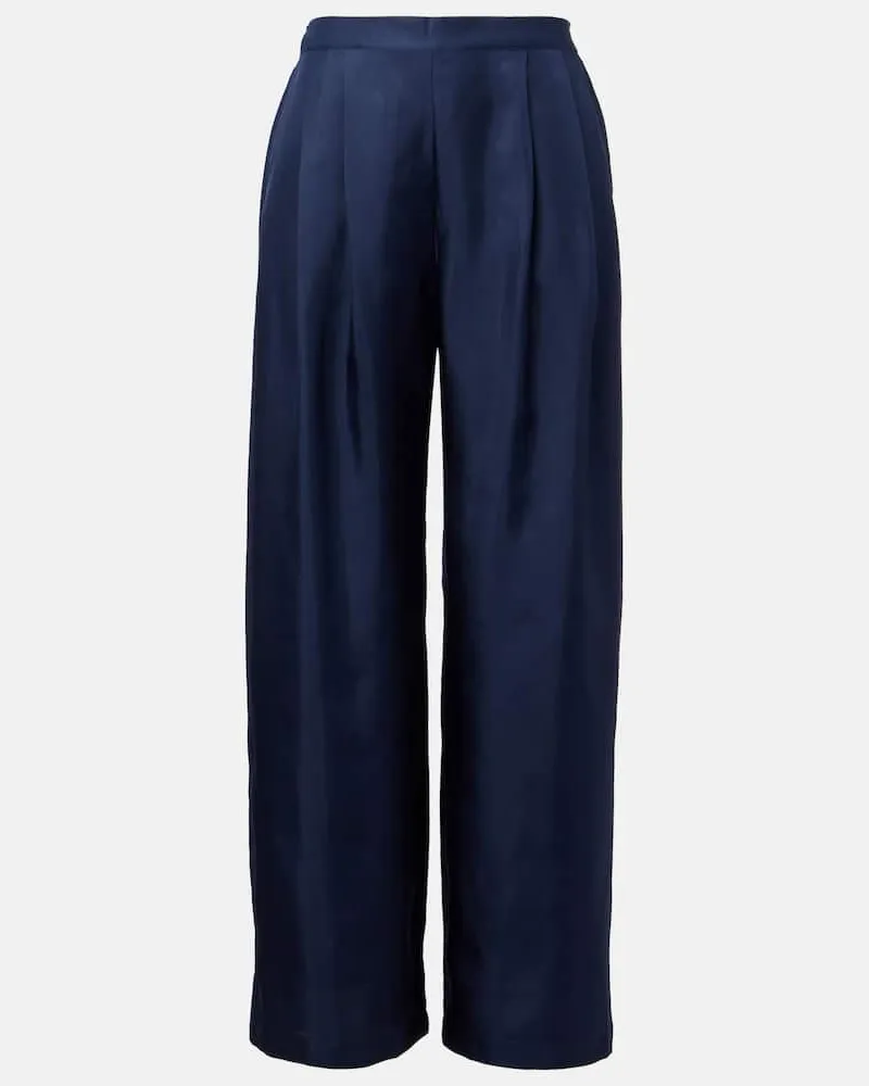 ASCENO Weite Hose Isola aus Seide Blau