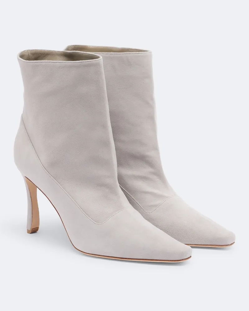 Manolo Blahnik Ankle Boots Gostatu aus Veloursleder Grau